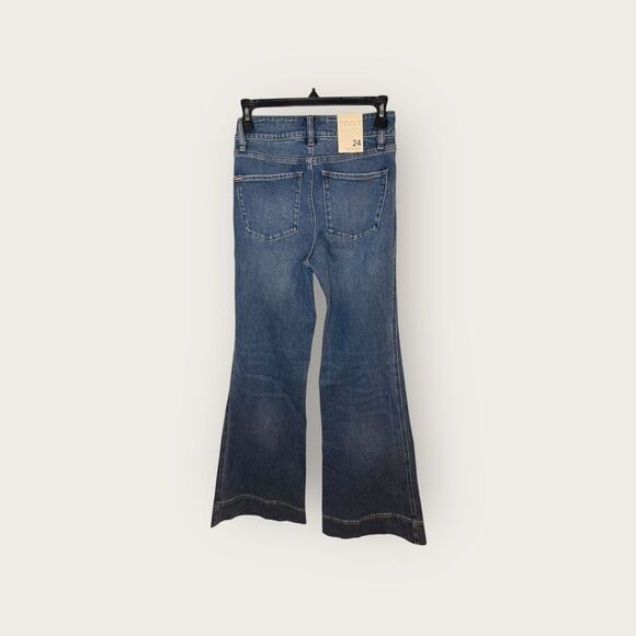 Alice & Olivia Missa Mid Rise Exposed Button Wide Leg Jeans Lola Blue Size 24 NW - Picture 4 of 9